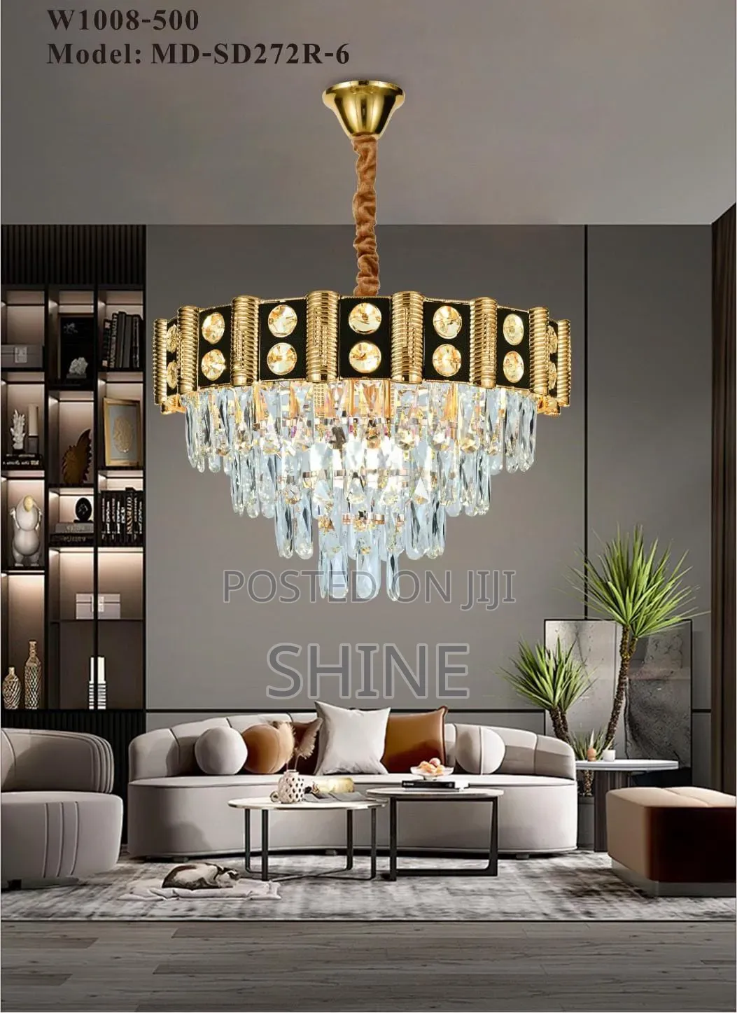 500mm Modern Drum Frame Crystal Chandelier