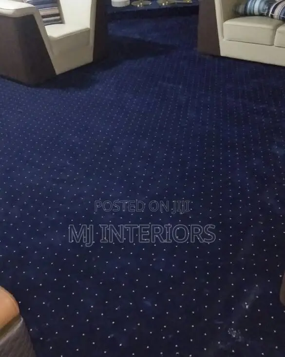 Elegant Blue Wall to Wall Carpet Soft Comfortable Floor Finish