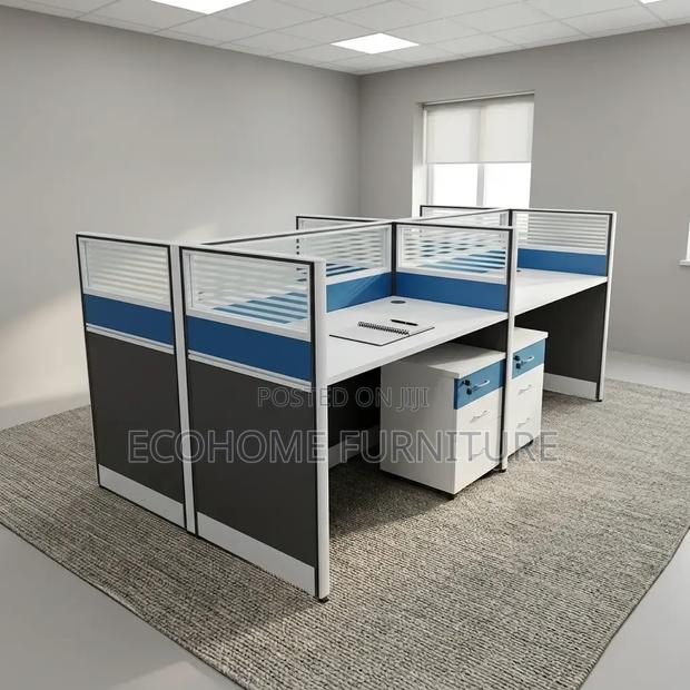 Office Workstation – 4 Seater Partitioned Staff Workstation