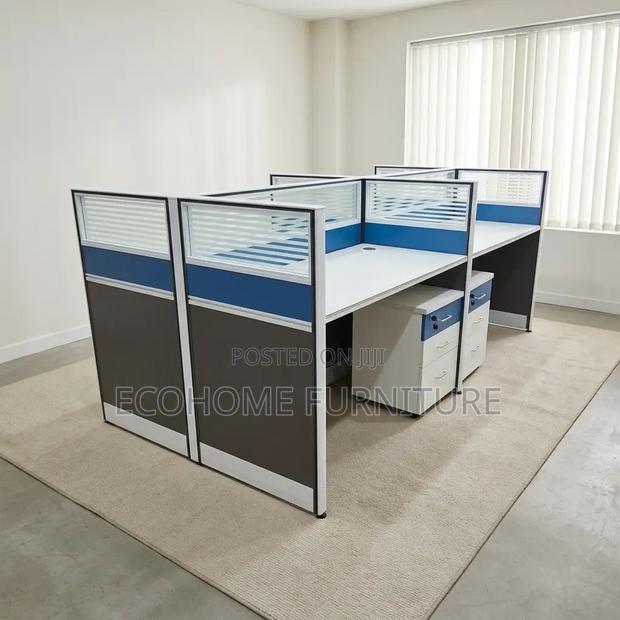 Office Workstation – 4 Seater Partitioned Staff Workstation - thumbnail 2