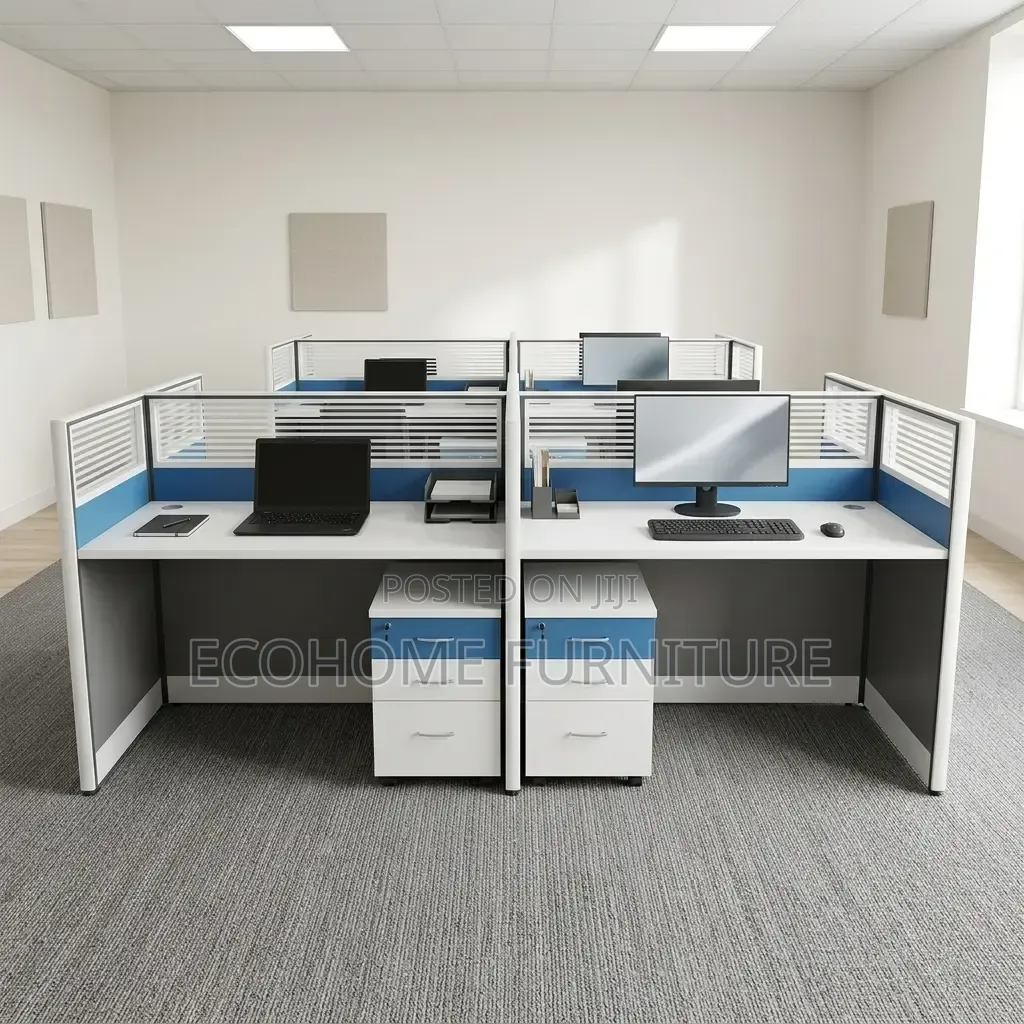 Office Workstation – 4 Seater Staff Partition Workstation