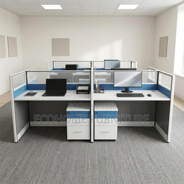 Office Workstation – 4 Seater Staff Partition Workstation