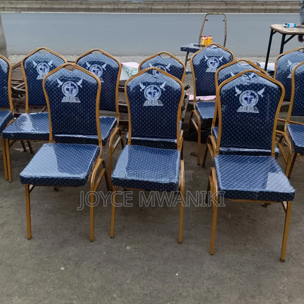Blue Chairs for Church or Conference Halls With Branding