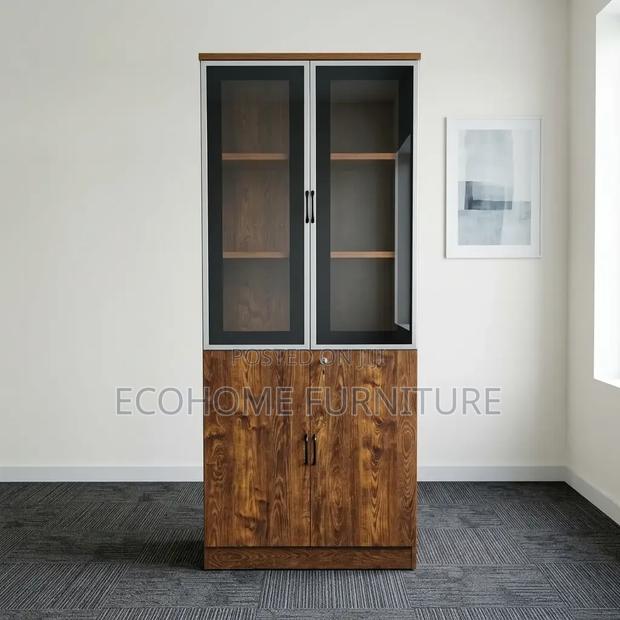 Office Cabinet – Wooden Filing Cabinet With Glass Doors - thumbnail 2