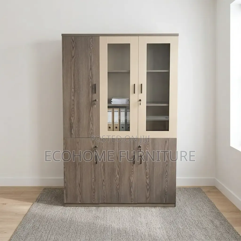 Office Cabinet – Large Wooden Storage Cabinet With Glass Doors