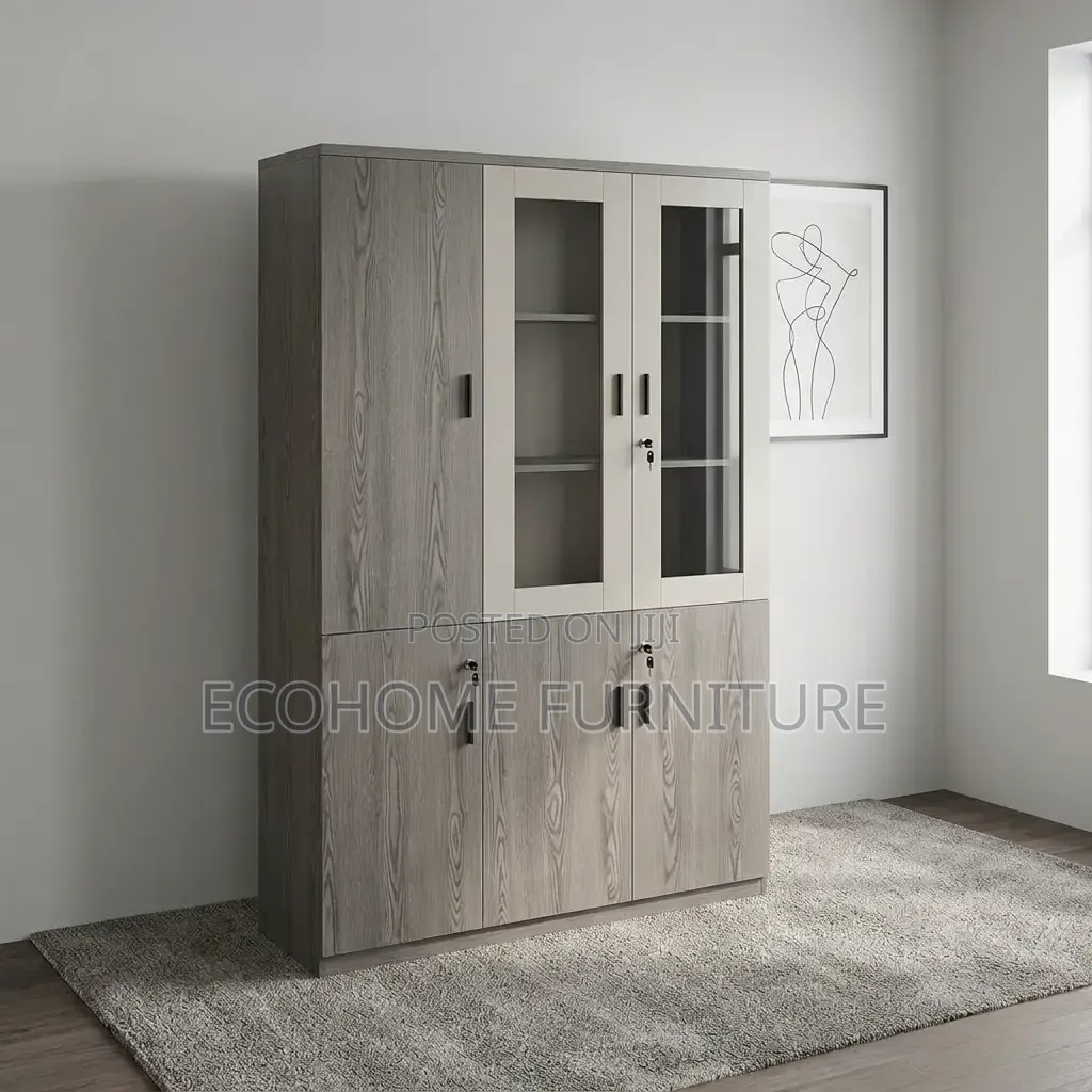 Office Cabinet – Large Wooden Storage Cabinet With Glass Doors
