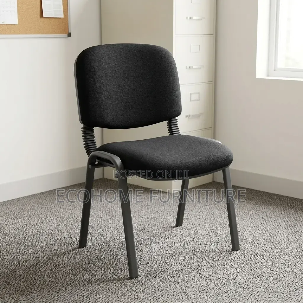 Visitor Chair – Black Fabric Reception Waiting Room Chair