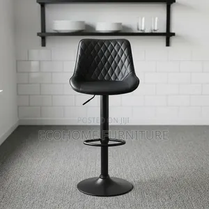 Bar Stool – Black Quilted Adjustable Swivel Counter Chair