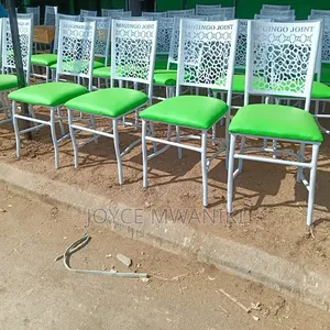 White Frame Powder Coated Restaurant Chairs With Green Padded Seat 