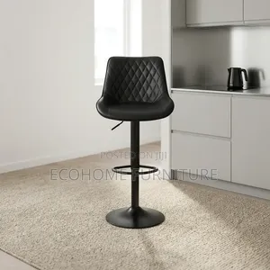 Bar Stool – Black Quilted Adjustable Swivel Counter Chair