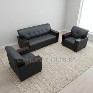 Sofa Set – 5 Seater Black Executive Office Reception Sofa