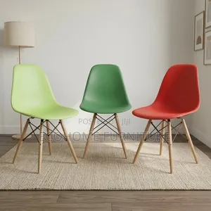 Dining Chair – Colorful Plastic Chair With Wooden Legs