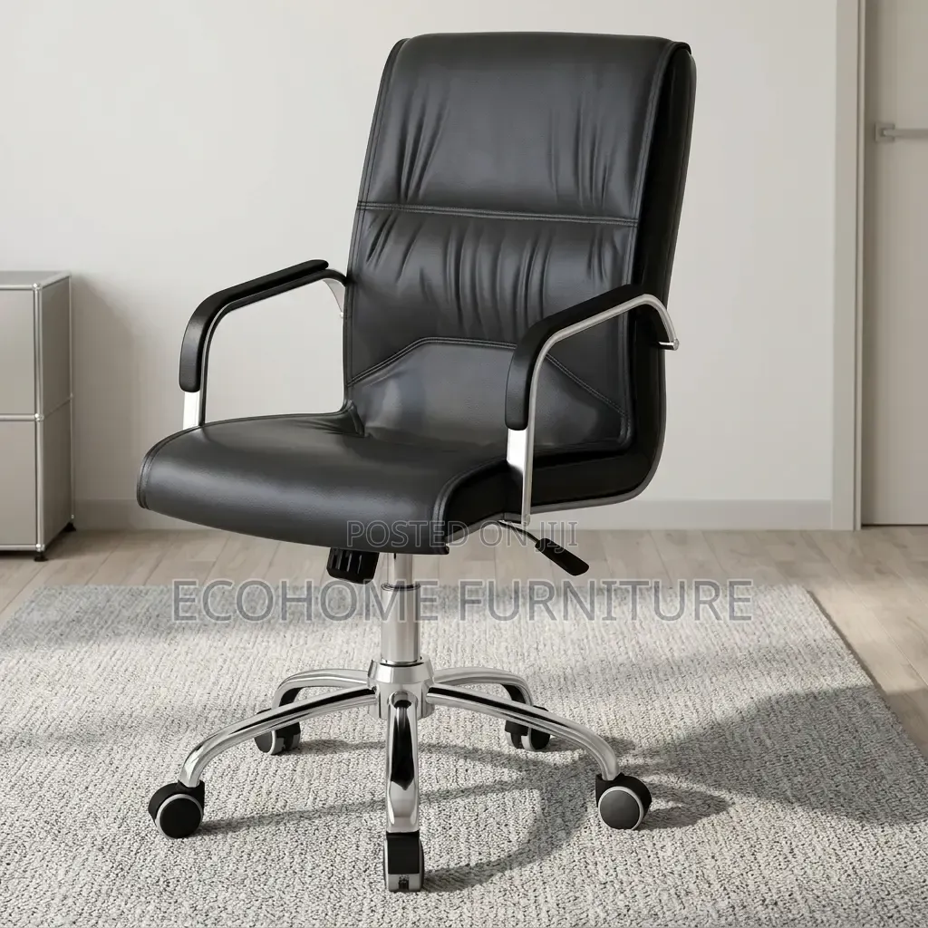 Office Chair – Black Leather High Back Executive Chair
