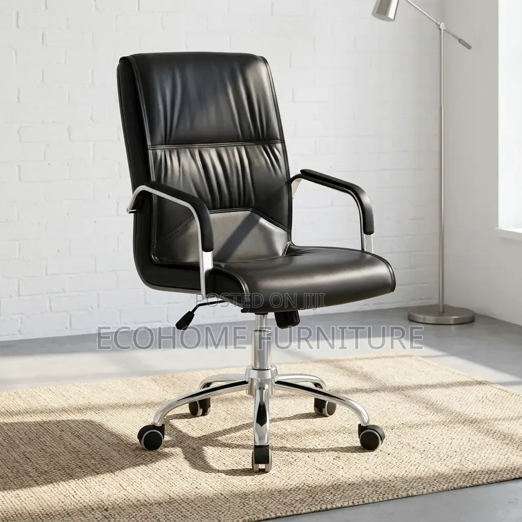 Office Chair – Black Leather High Back Executive Chair