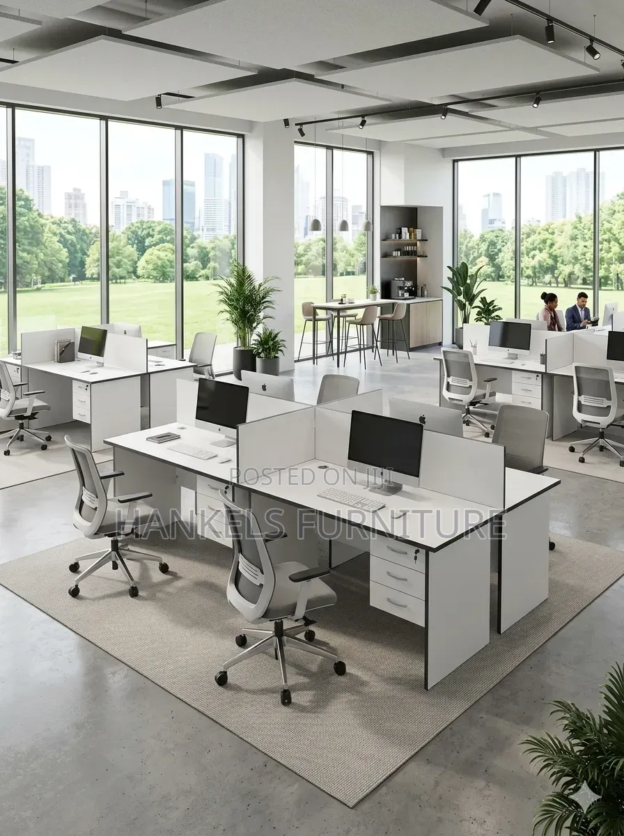 4 Way Office Workstation – Modern Staff Workstation