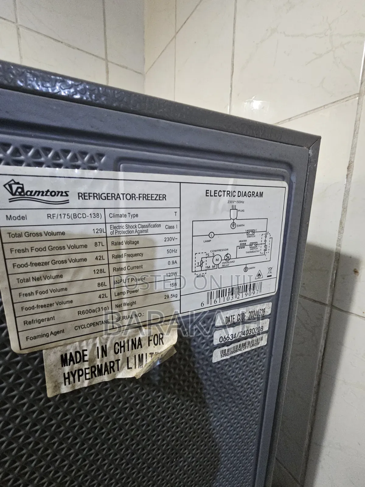 Fridge Ramtoms 129-128 Litters / Slightly Used