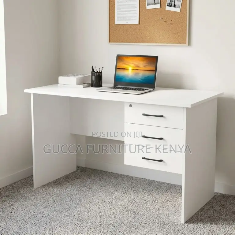 White 1-Meter Study Desk