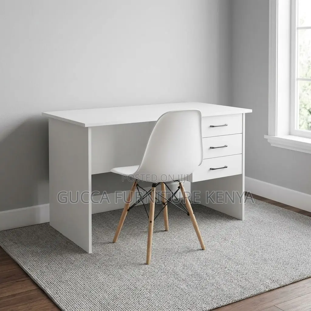 White 1-Meter Study Desk