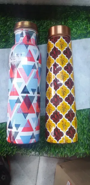 1 LTR Printed Copper Water Bottle