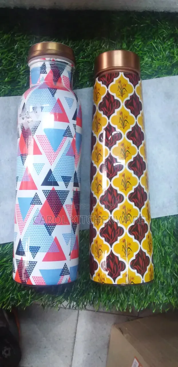 1 LTR Printed Copper Water Bottle