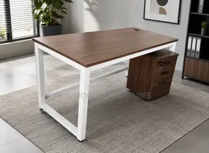 White Stand Long 1.4m Table With Mobile Drawers