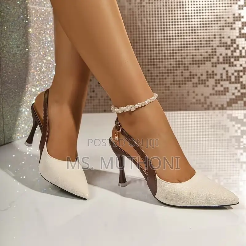 Neutral Contrast Pointed Slingbacks Size 37-41