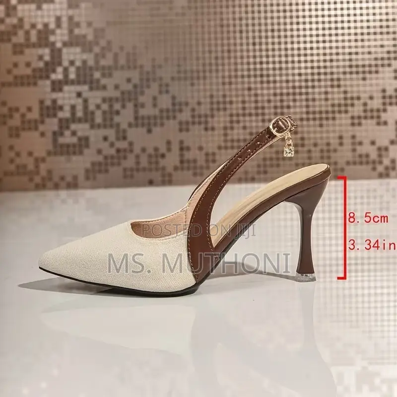 Neutral Contrast Pointed Slingbacks Size 37-41