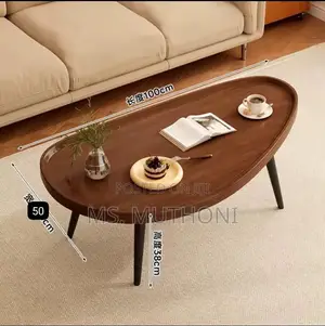 Wallnut Finish Modern Minimalist Mango-Shaped Wooden Coffee Table