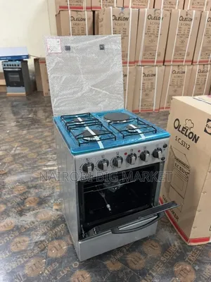 New Model Silver Olelon Free Standing 3 Gas Burner +1 Electric