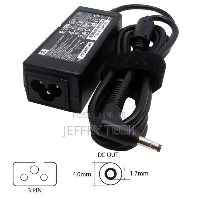 HP 19V 2.05A Laptop Charger (4017) + Charging Cable – Black