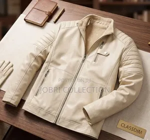 Cream Leather Mens Jackets