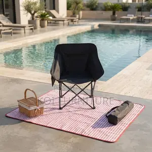 Home Chairs; Foldable Black Outdoor Camping Chairs