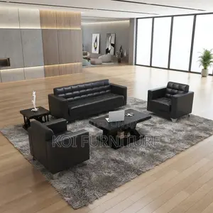Office Sofa; Black Five Seaters Executive Meeting Office Sofa Set