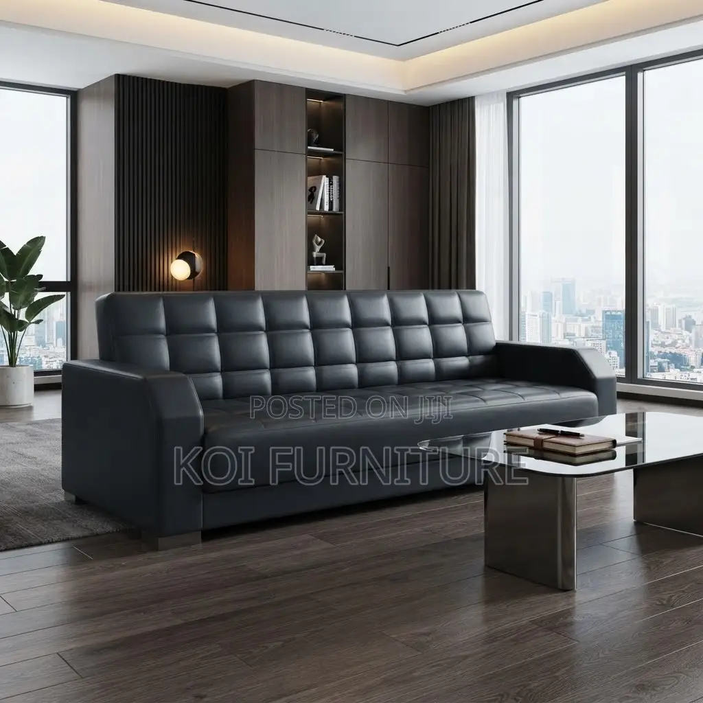 Office Sofa; Black Five Seaters Executive Meeting Office Sofa Set