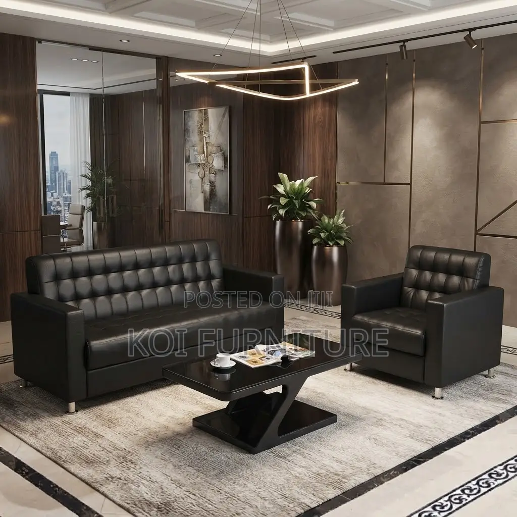 Office Sofa; Black Five Seaters Executive Meeting Office Sofa Set