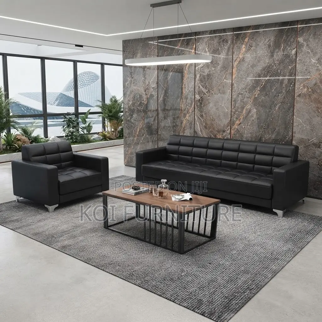 Office Sofa; Black Five Seaters Executive Meeting Office Sofa Set