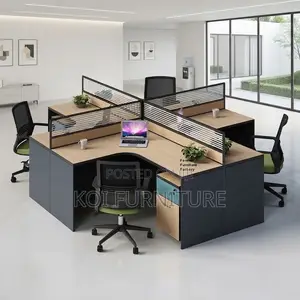 Office Workstation; Four Users Modern Curved Office Workstation Table