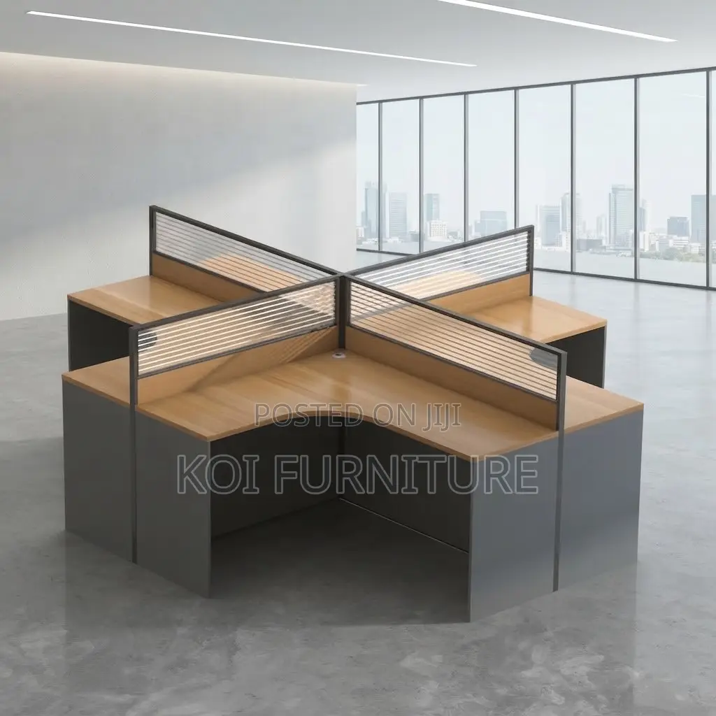 Office Workstation; Four Users Modern Curved Office Workstation Table