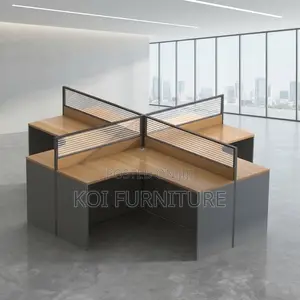Office Workstation; Four Users Modern Curved Office Workstation Table