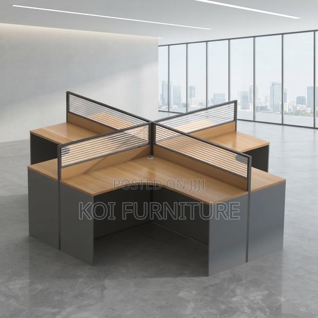 Office Workstation; Four Users Modern Curved Office Workstation Table - thumbnail 2