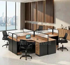 Office Workstation; Four Users Modern Curved Office Workstation Table