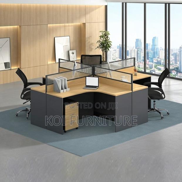 Office Workstation; Four Users Modern Curved Office Workstation Table - thumbnail 4