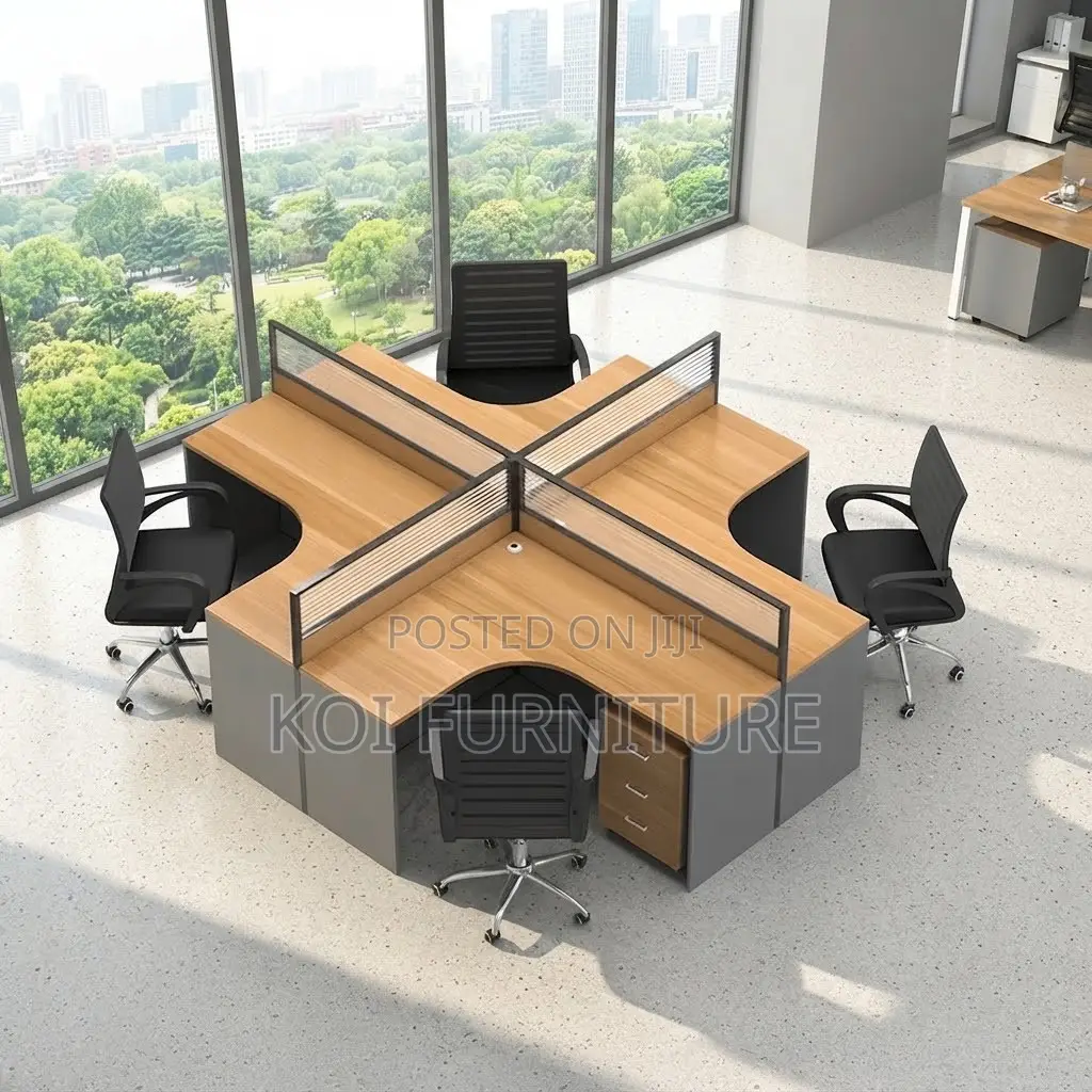 Office Workstation; Four Users Modern Curved Office Workstation Table