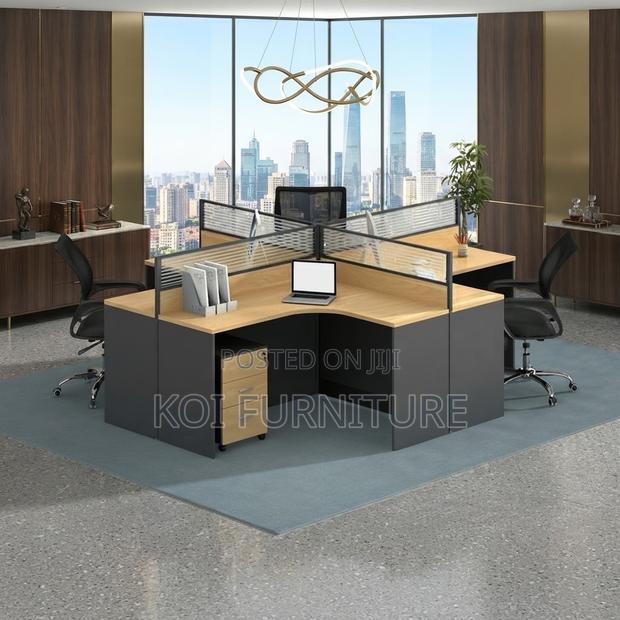 Office Workstation; Four Users Modern Curved Office Workstation Table - thumbnail 6
