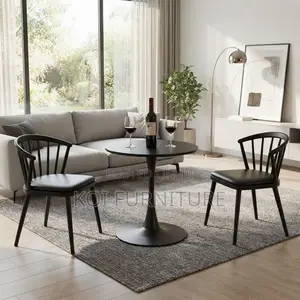 Coffee Table; Round Black Marble Home Office Table