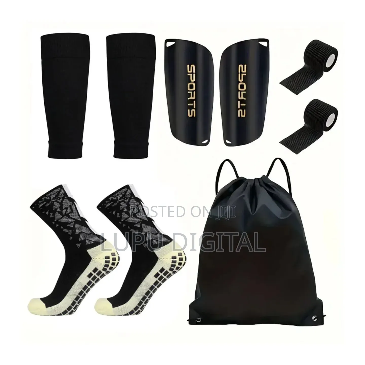 5-Piece Anti-Slip Soccer Gear Set With Grip Socks and Shin Guards