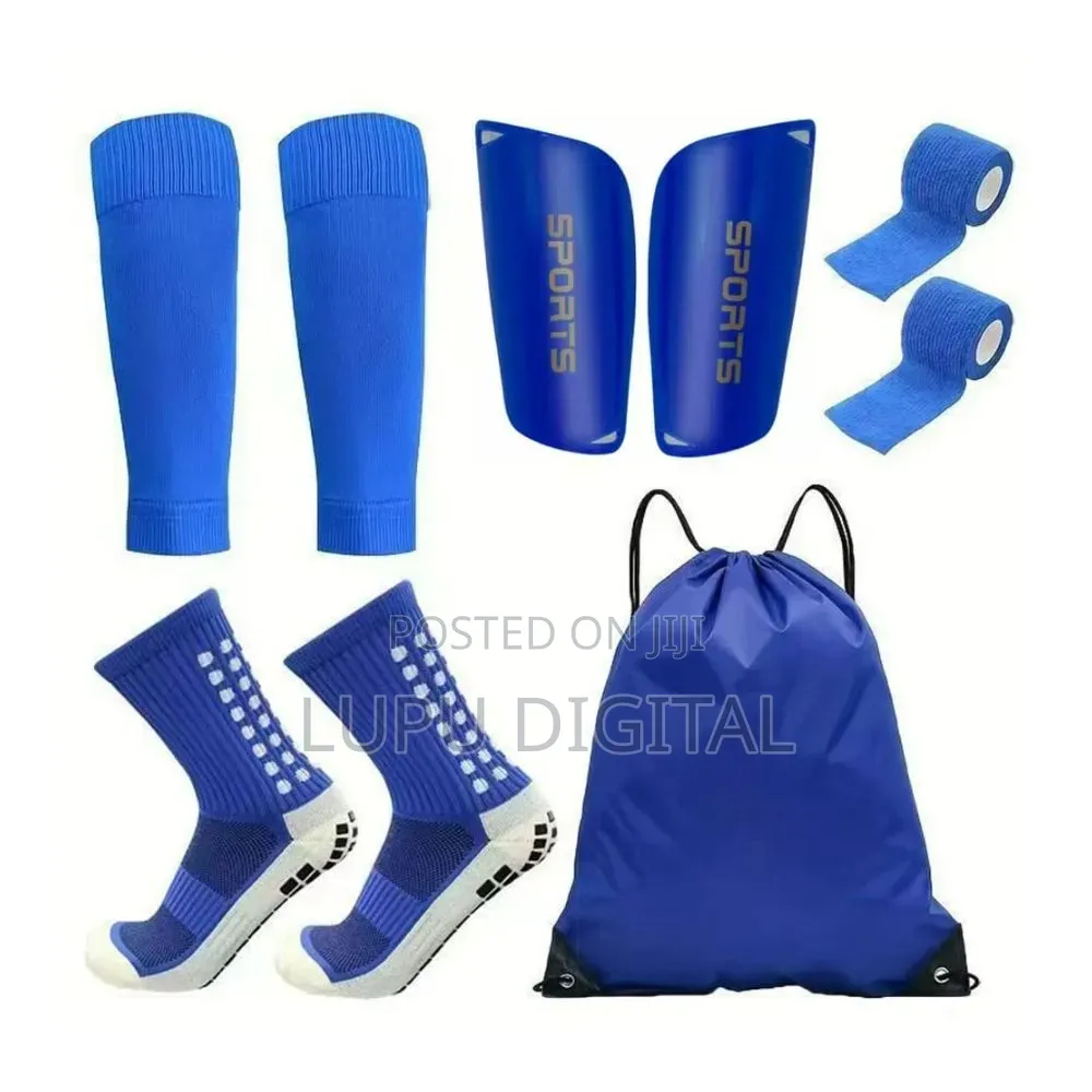 5-Piece Anti-Slip Soccer Gear Set With Grip Socks and Shin Guards
