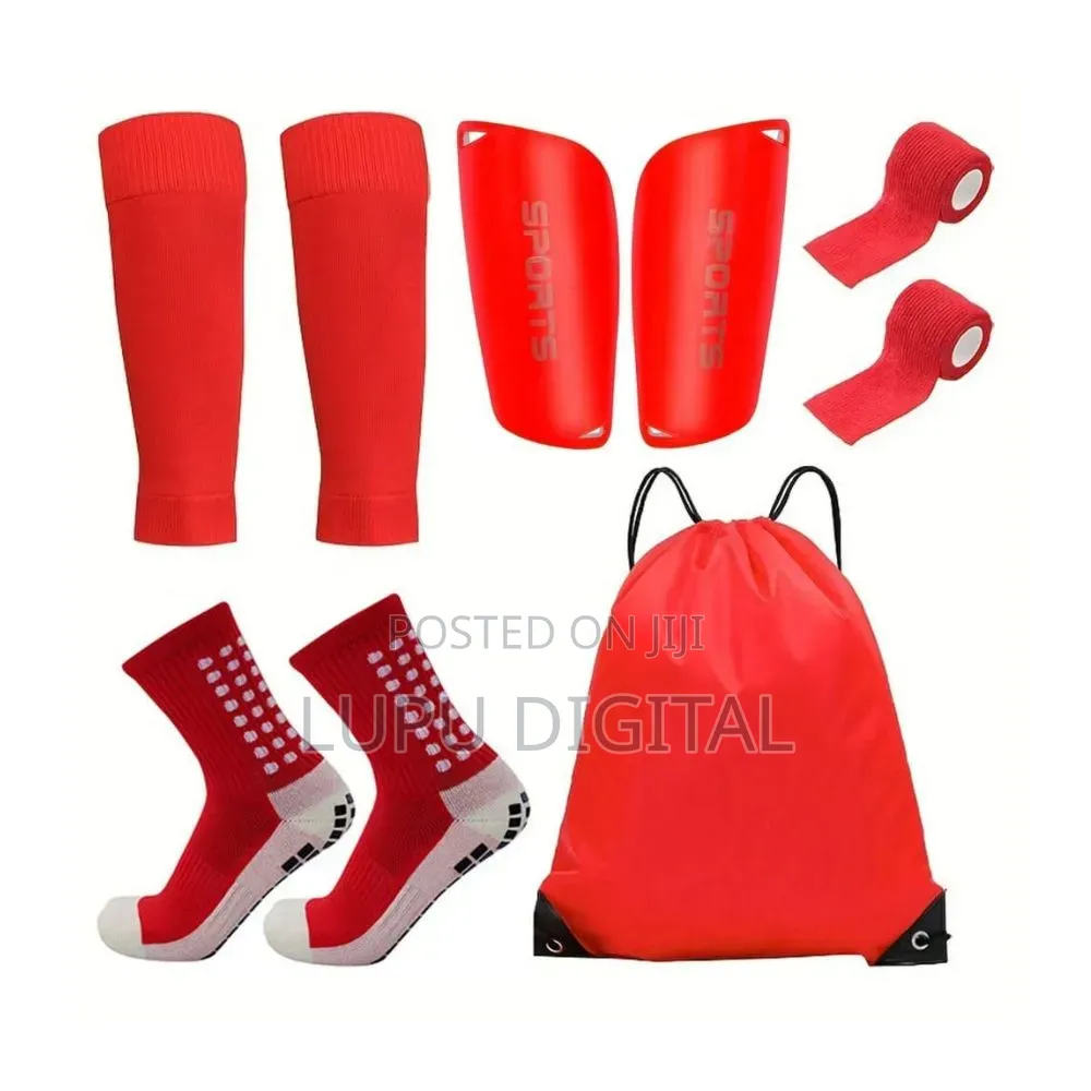5-Piece Anti-Slip Soccer Gear Set With Grip Socks and Shin Guards