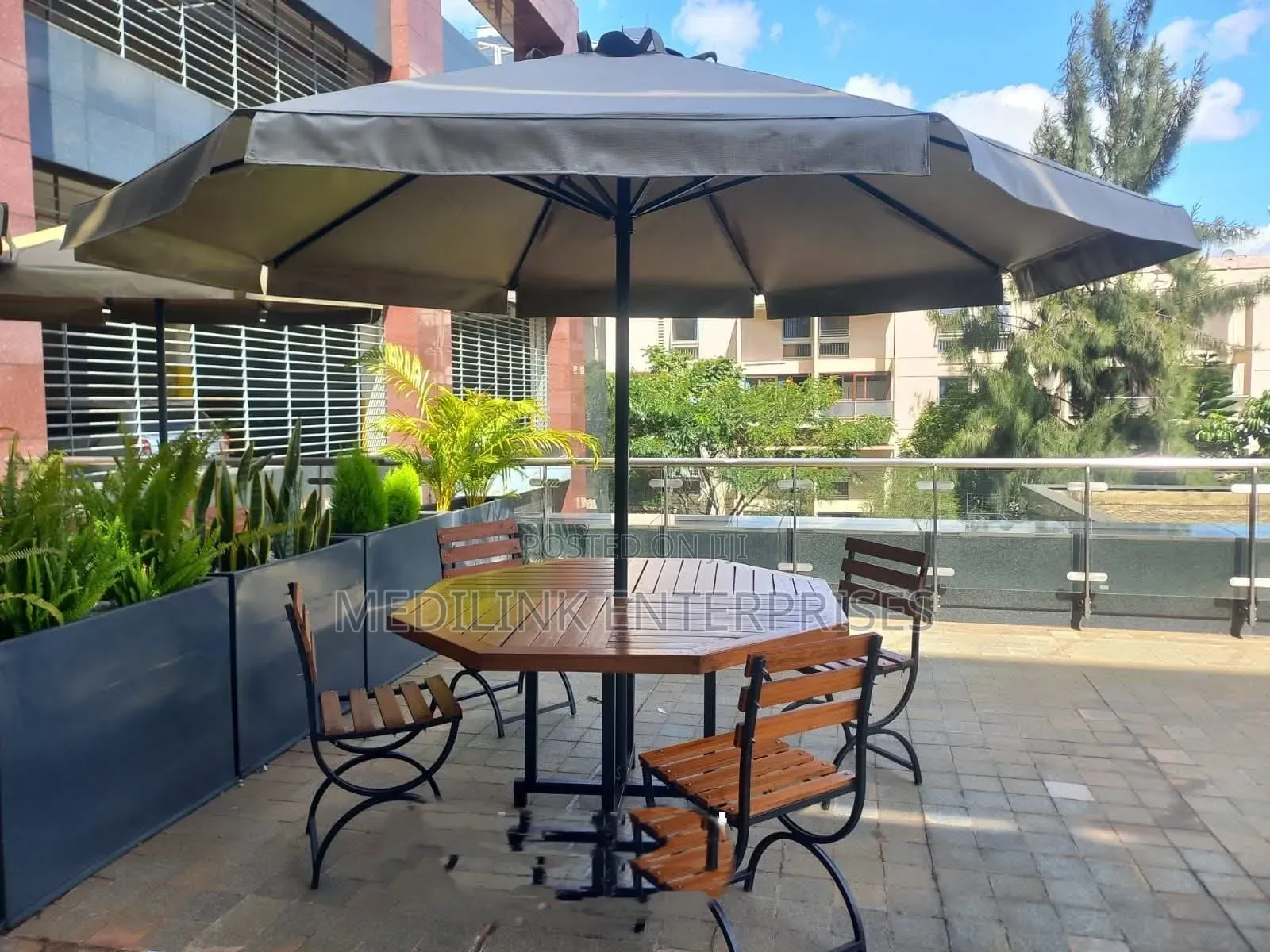 Octagon 4_seater Wooden Metallic Garden Outdoor Set