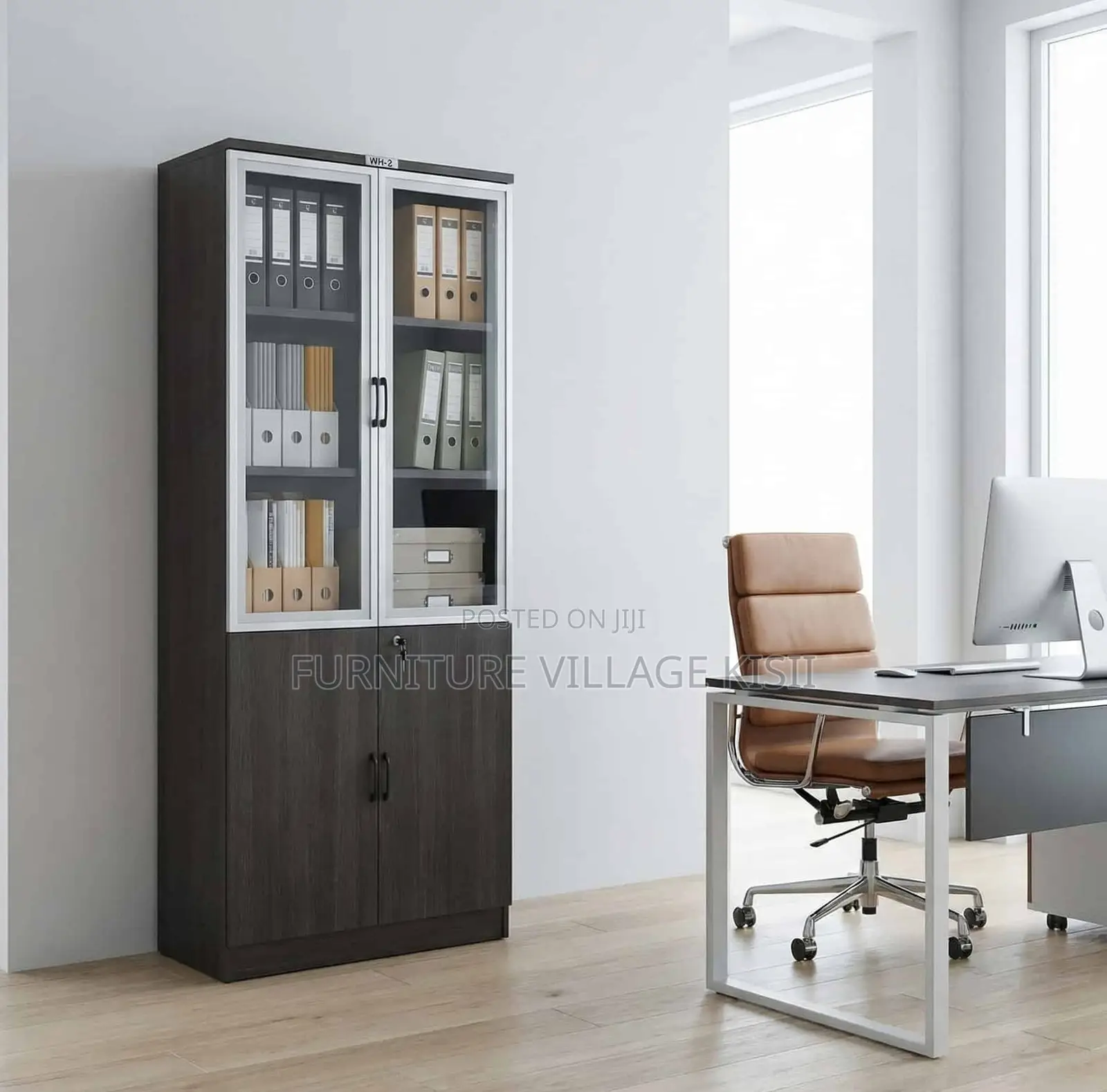 Office Cabinet: 2-Door Mahogany File Cabinet
